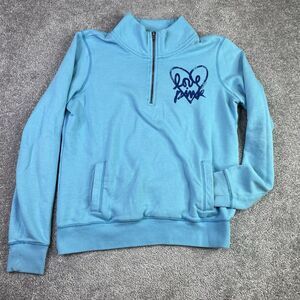 Victoria’s Secret PINK Sweatshirt Women’s Medium Blue  Half Zip Pullover Logo